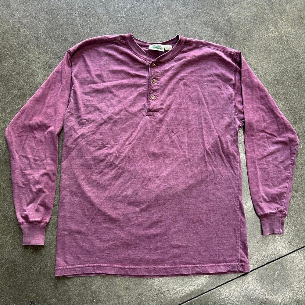 Vintage Timber Trail Size Large 3‎ Button Burgundy Long Sleeve Tee